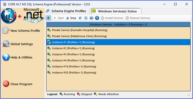 CORE MS SQL Schema Engine main window